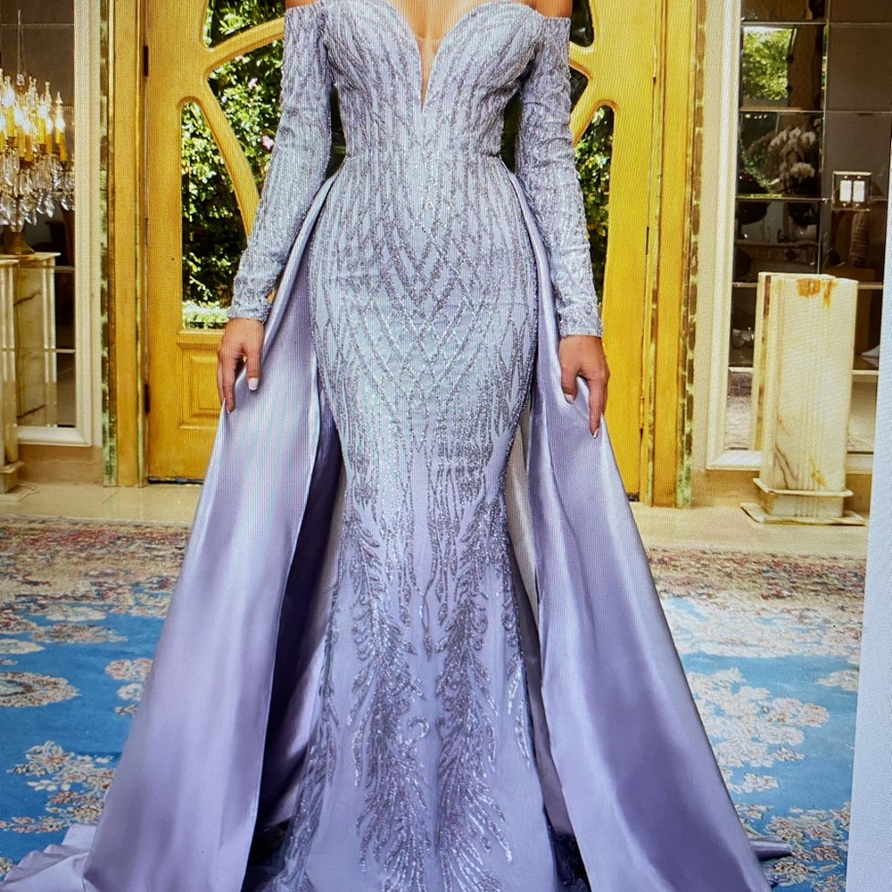 beautiful fancy evening gown with a silk overskirt